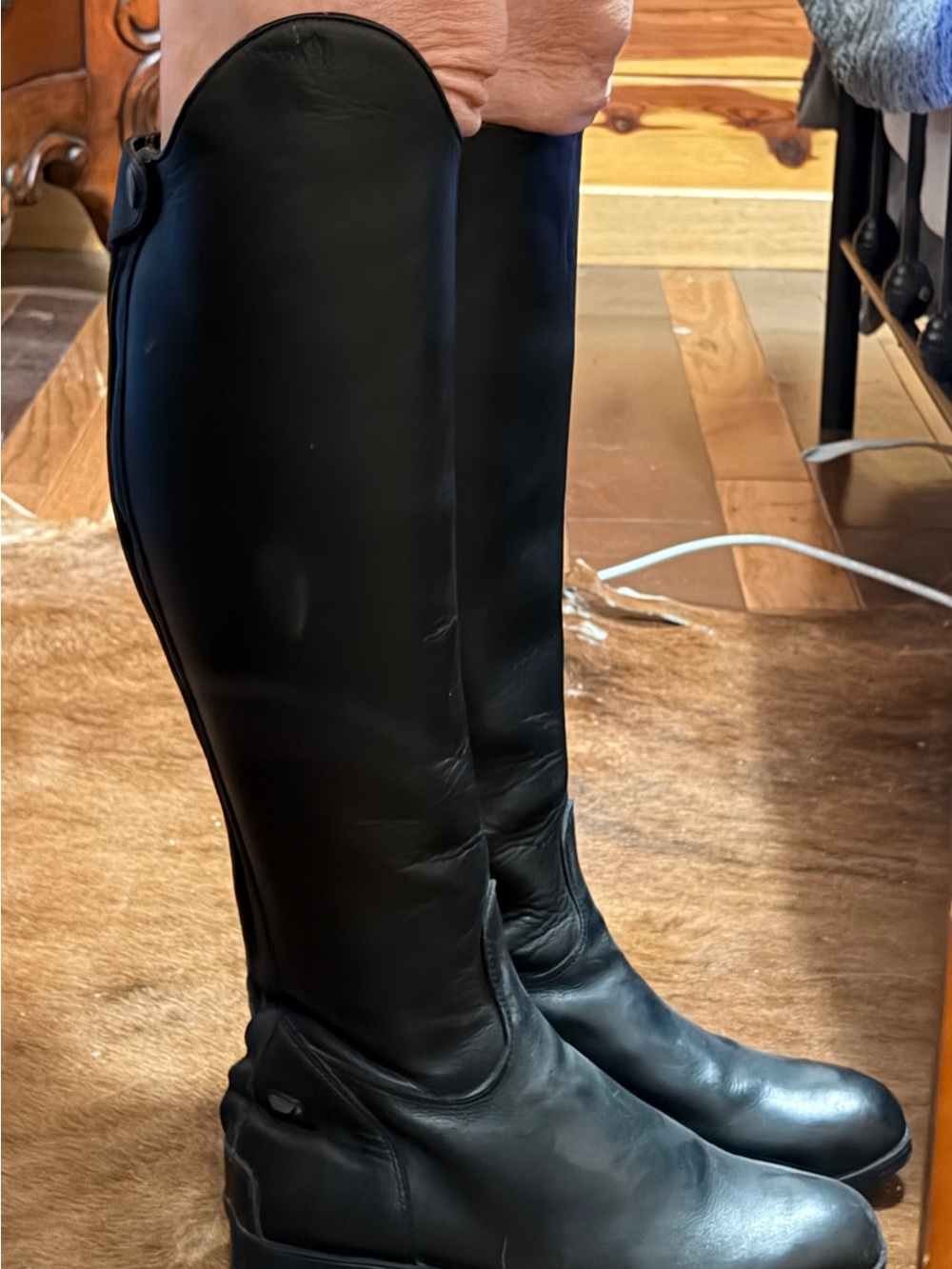 Over-the-Knee Black Leather Riding Boots
